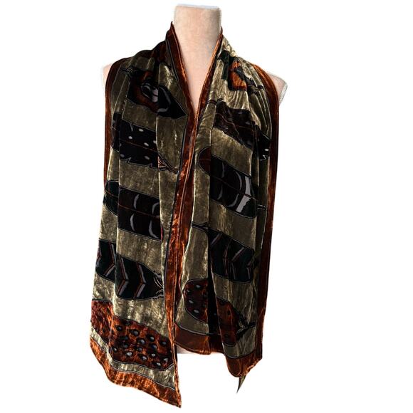 Larioseta Como x Barbieri Feather Burnout Velvet Silk Scarf Made in Italy Boho - Picture 6 of 11